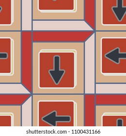Seamless abstract pattern with arrows on button.