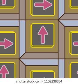 Seamless abstract pattern with arrows on button.