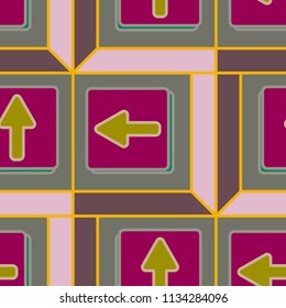 Seamless abstract pattern with arrows on button.