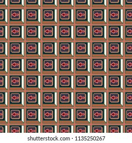 Seamless abstract pattern with arrows on button.