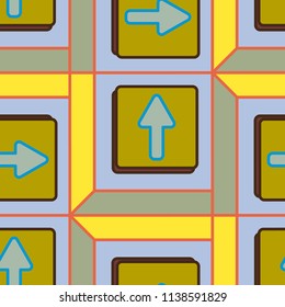Seamless abstract pattern with arrows on button.