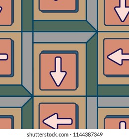 Seamless abstract pattern with arrows on button.
