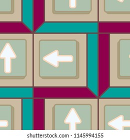 Seamless abstract pattern with arrows on button.