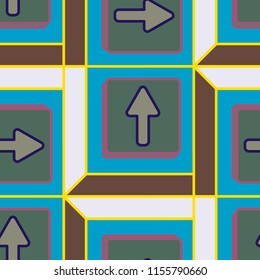 Seamless abstract pattern with arrows on button.