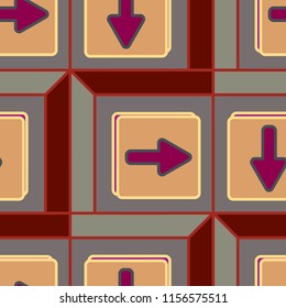 Seamless abstract pattern with arrows on button.