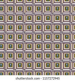 Seamless abstract pattern with arrows on button.