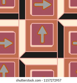 Seamless abstract pattern with arrows on button.