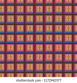 Seamless abstract pattern with arrows on button.