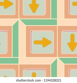 Seamless abstract pattern with arrows on button.