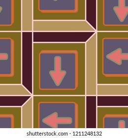 Seamless abstract pattern with arrows on button.