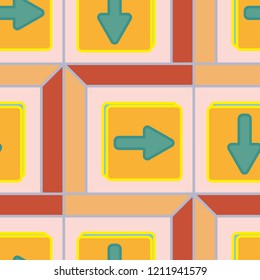 Seamless abstract pattern with arrows on button.