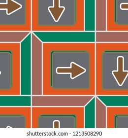 Seamless abstract pattern with arrows on button.