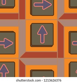 Seamless abstract pattern with arrows on button.
