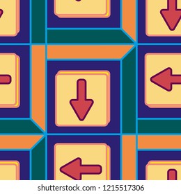 Seamless abstract pattern with arrows on button.