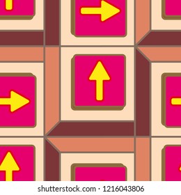 Seamless abstract pattern with arrows on button.