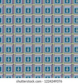 Seamless abstract pattern with arrows on button.