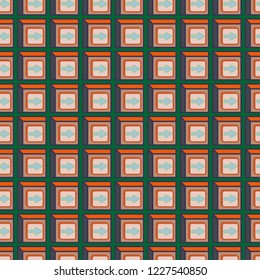 Seamless abstract pattern with arrows on button.