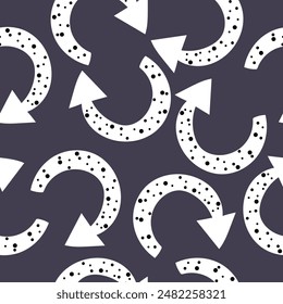 Seamless abstract pattern with arrows on dark background. Handdrawn vector design.