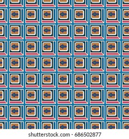 Seamless abstract pattern with arrows on button.