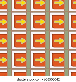 Seamless abstract pattern with arrows on button.