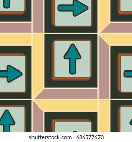 Seamless abstract pattern with arrows on button.