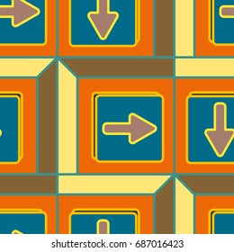 Seamless abstract pattern with arrows on button.