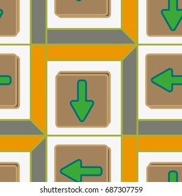 Seamless abstract pattern with arrows on button.