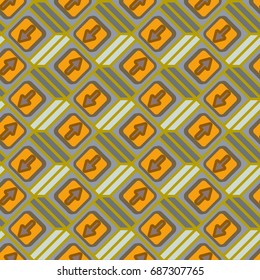 Seamless abstract pattern with arrows on button.
