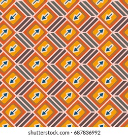 Seamless abstract pattern with arrows on button.