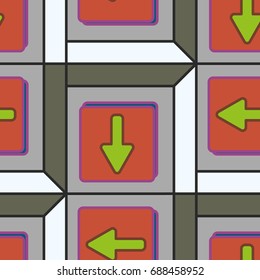 Seamless abstract pattern with arrows on button.