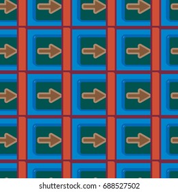 Seamless abstract pattern with arrows on button.