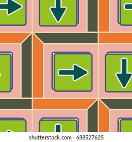 Seamless abstract pattern with arrows on button.