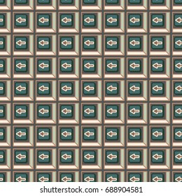 Seamless abstract pattern with arrows on button.