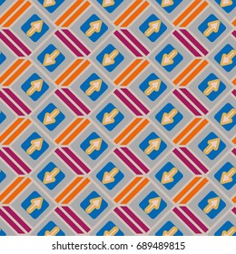 Seamless abstract pattern with arrows on button.