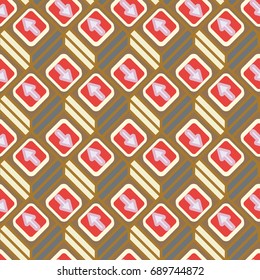 Seamless abstract pattern with arrows on button.