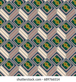 Seamless abstract pattern with arrows on button.