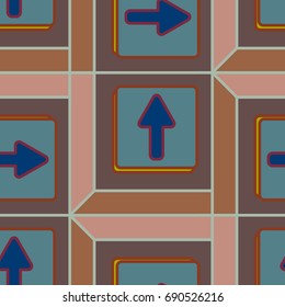 Seamless abstract pattern with arrows on button.
