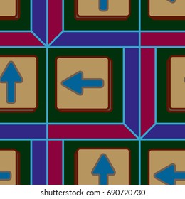Seamless abstract pattern with arrows on button.