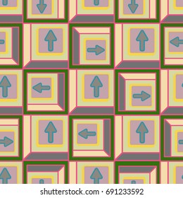 Seamless abstract pattern with arrows on button.