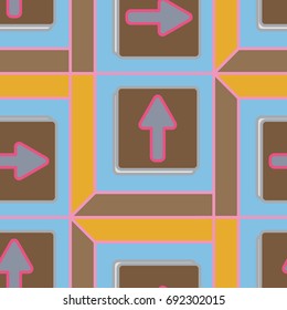 Seamless abstract pattern with arrows on button.
