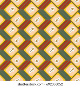 Seamless abstract pattern with arrows on button.