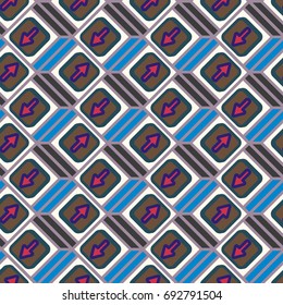 Seamless abstract pattern with arrows on button.
