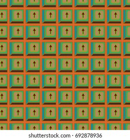 Seamless abstract pattern with arrows on button.