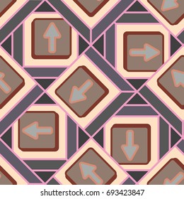 Seamless abstract pattern with arrows on button.