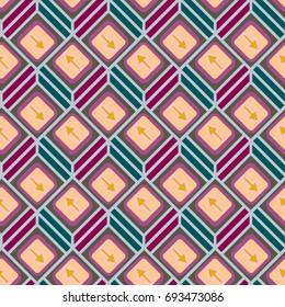 Seamless abstract pattern with arrows on button.