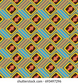 Seamless abstract pattern with arrows on button.