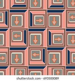 Seamless abstract pattern with arrows on button.