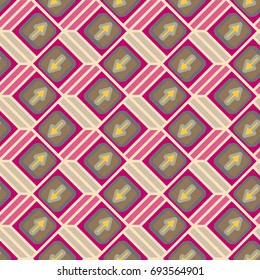 Seamless abstract pattern with arrows on button.