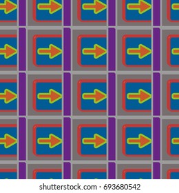 Seamless abstract pattern with arrows on button.