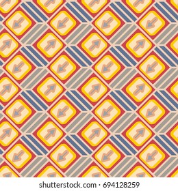 Seamless abstract pattern with arrows on button.